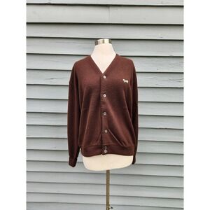 JCPenney‎ The Fox Sweater Cardigan Brown Orlon Acrylic 80s Vintage Large